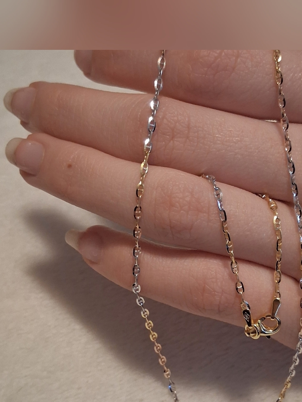 Twisted Mariner Chain Gold & rosegold Over 925 & 925 Tri Color